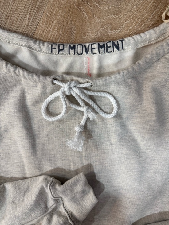 Free People Light Gray Tie-Front Cropped Sweatshirt - Picture 2 of 3